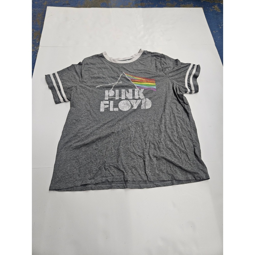 Pink Floyd Dark Side of the Moon Ringer Graphic Tee Gray XL Goodie Two Sleeves